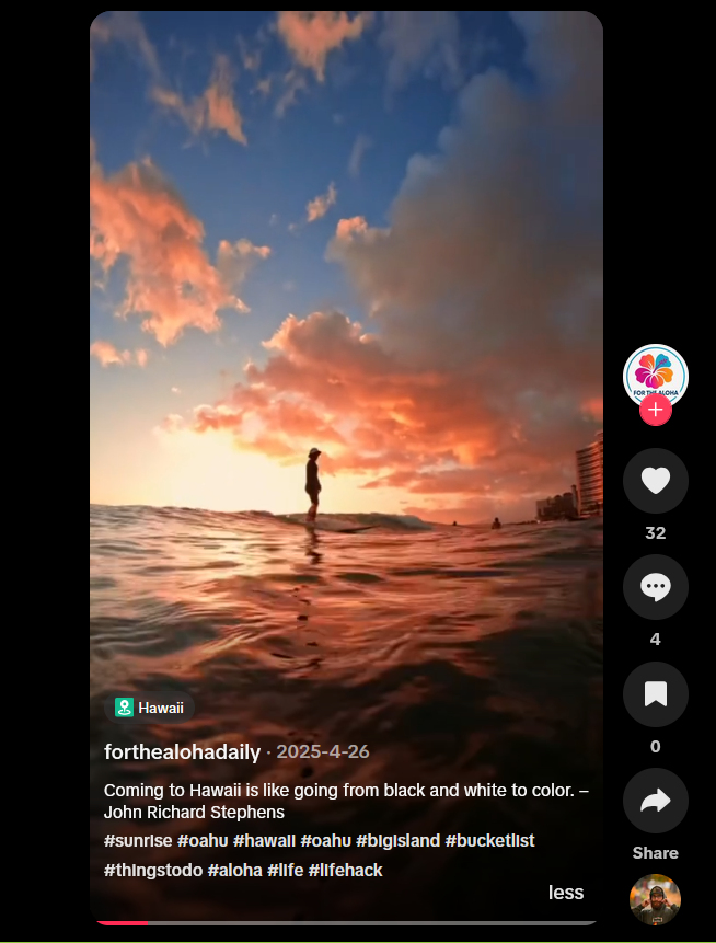 Coming to Hawai'i is like going from black and white to color.