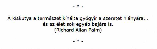 Puppies are nature's remedy for feeling unloved...plus numerous other ailments of life, (In Hungarian.)